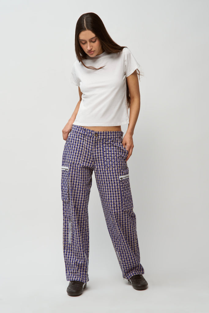 Adrian Gingham Pant in Blue
