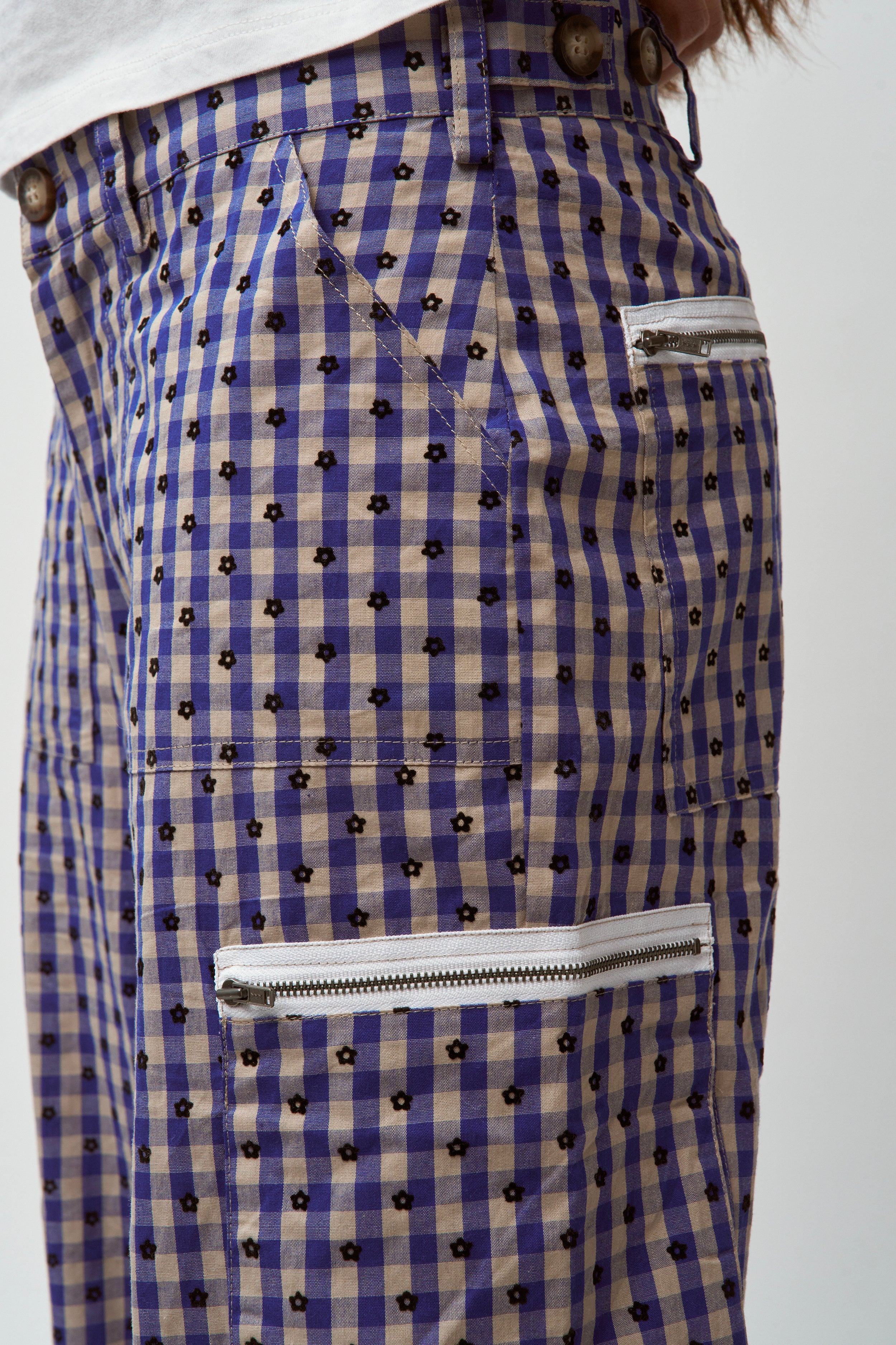 Adrian Gingham Pant in Blue