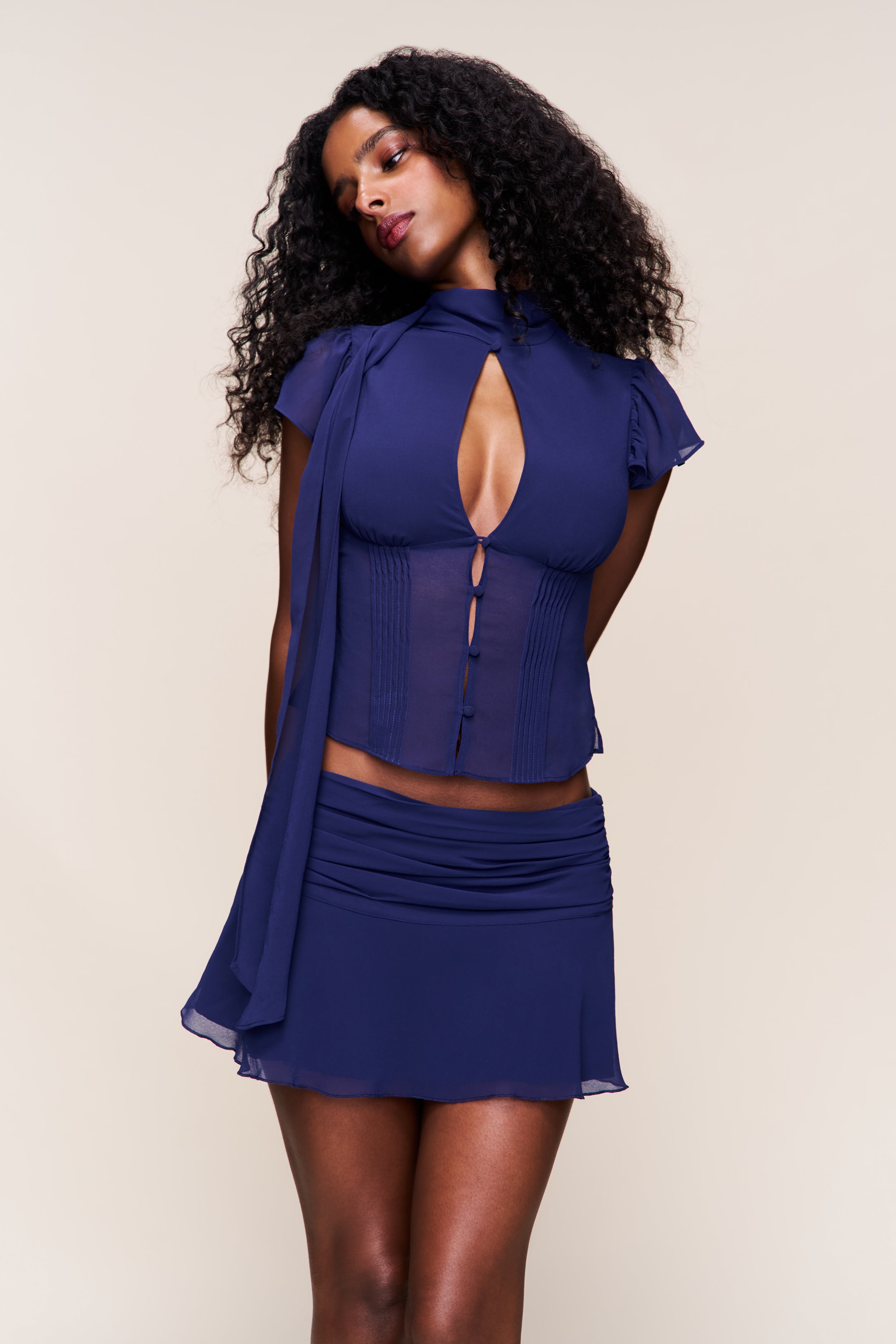 Eda Mini Skirt in Navy