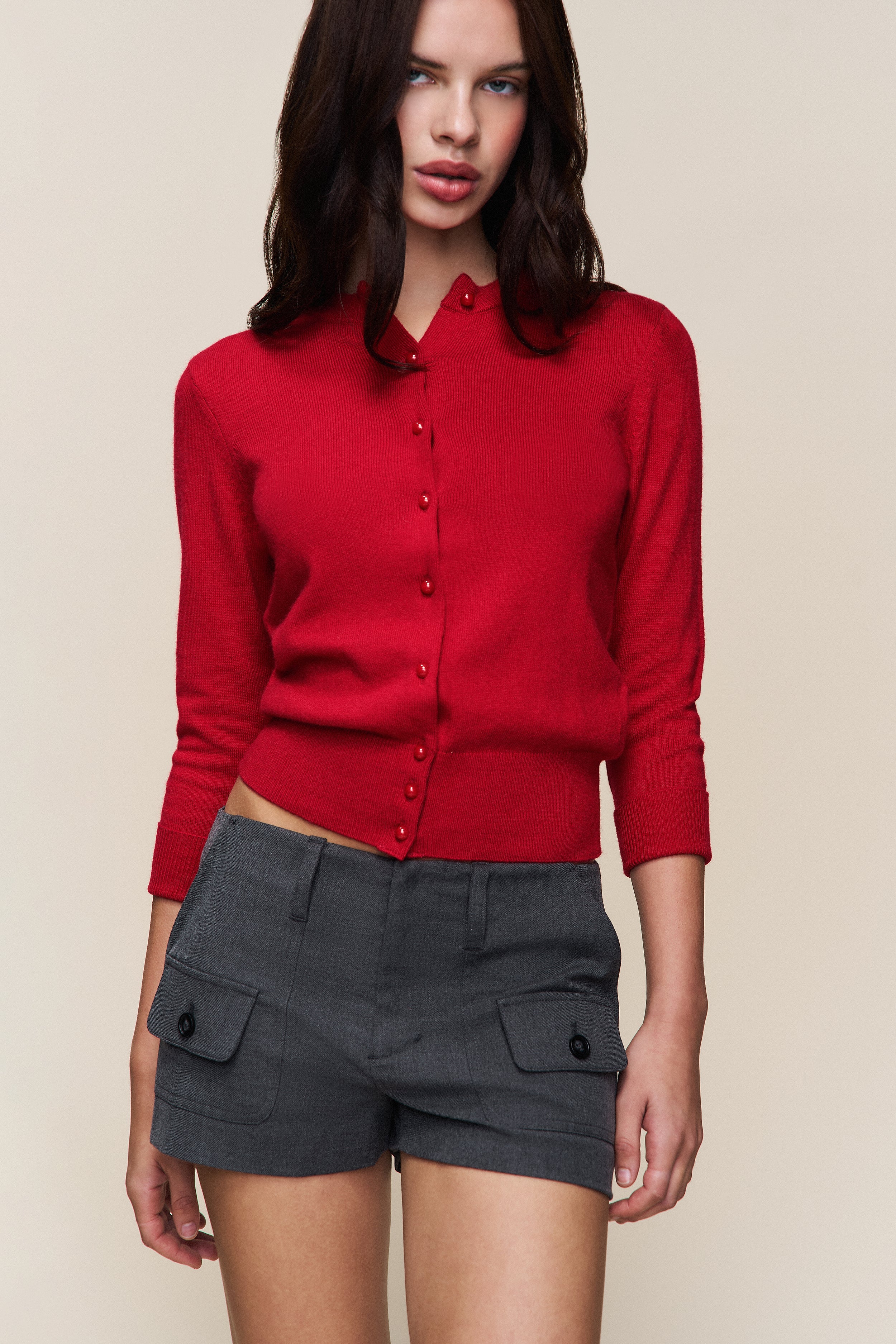 Penelope Patch Pocket Short in Grey