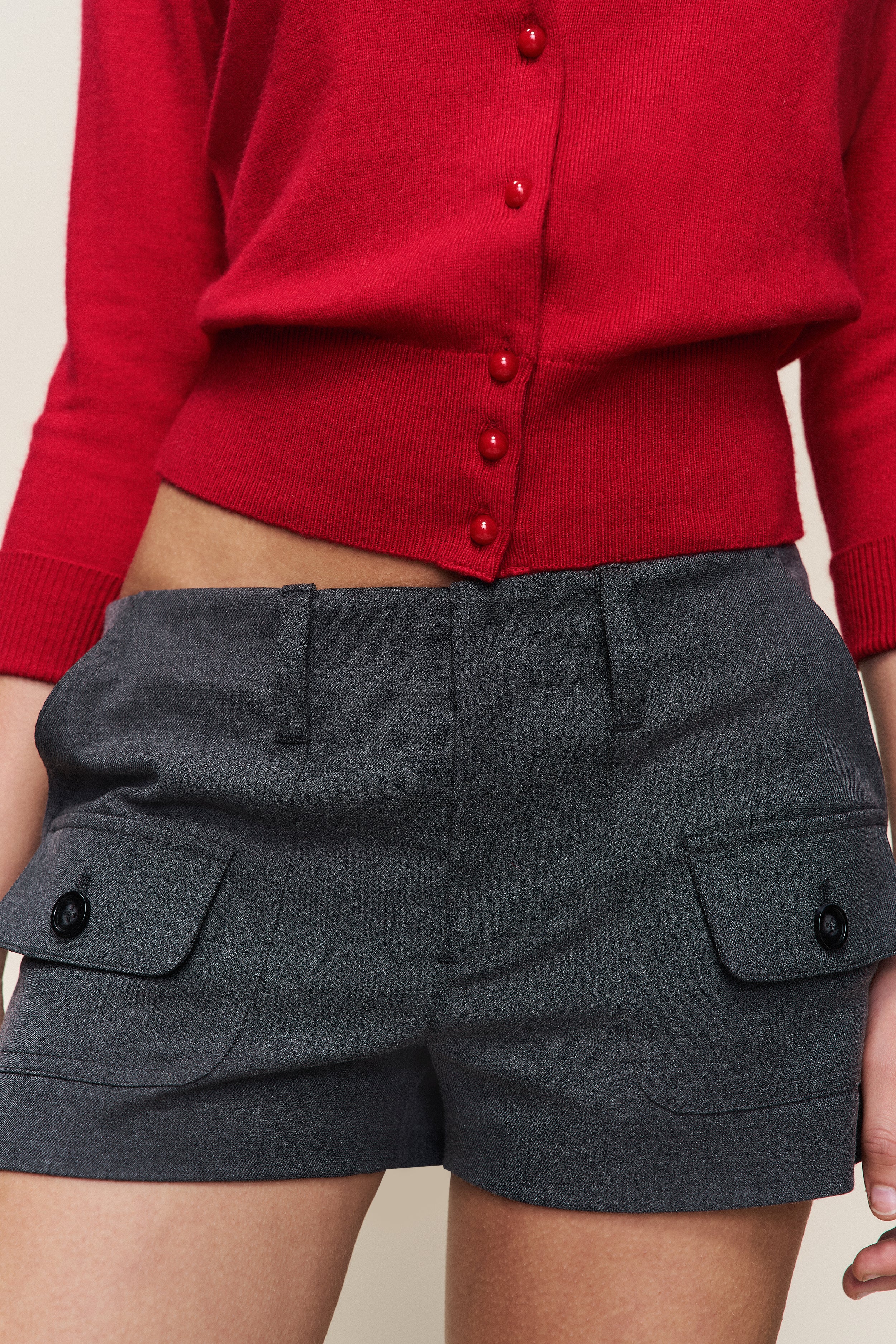 Penelope Patch Pocket Short in Grey