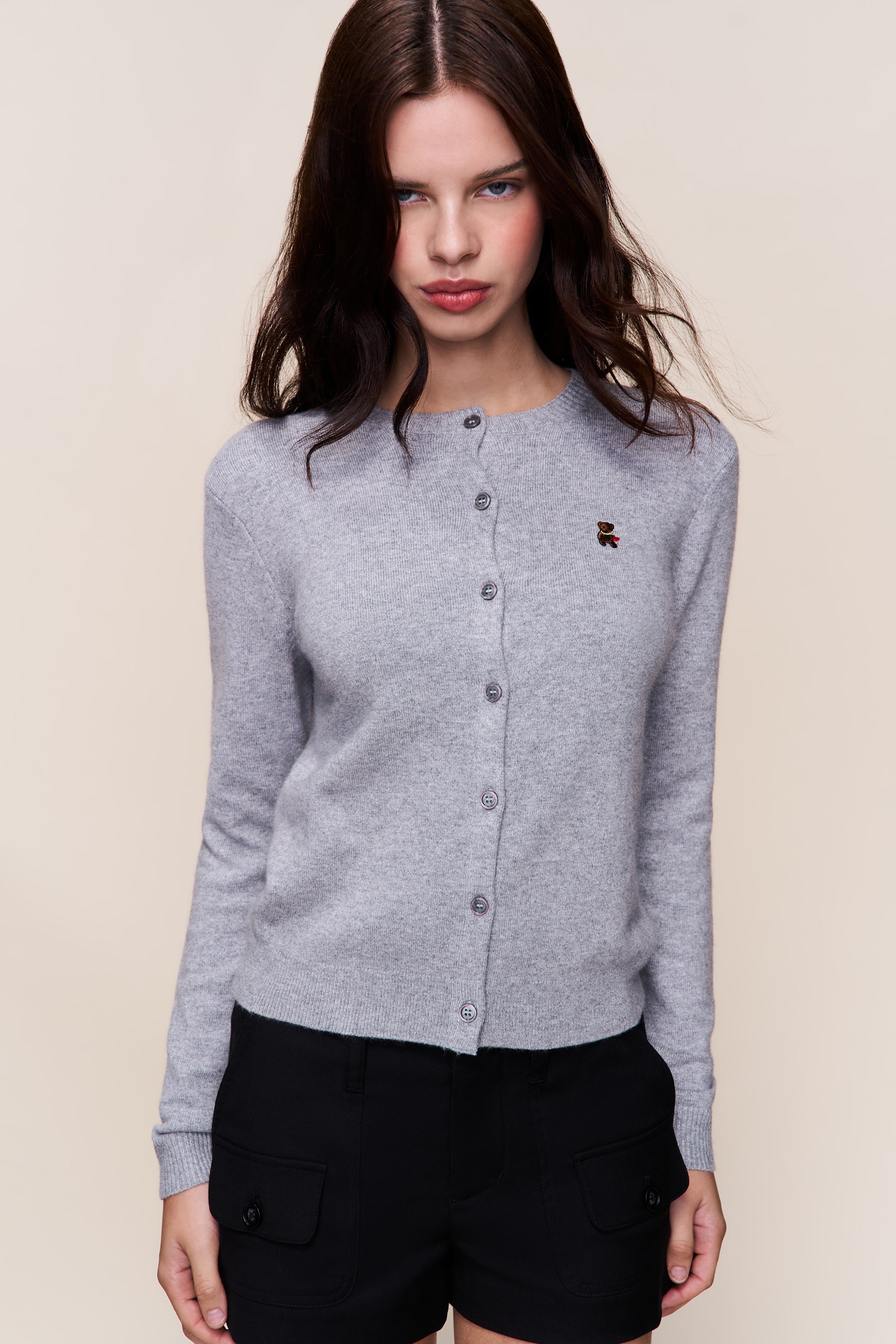 June Relaxed Wool Cardigan in Heather Grey