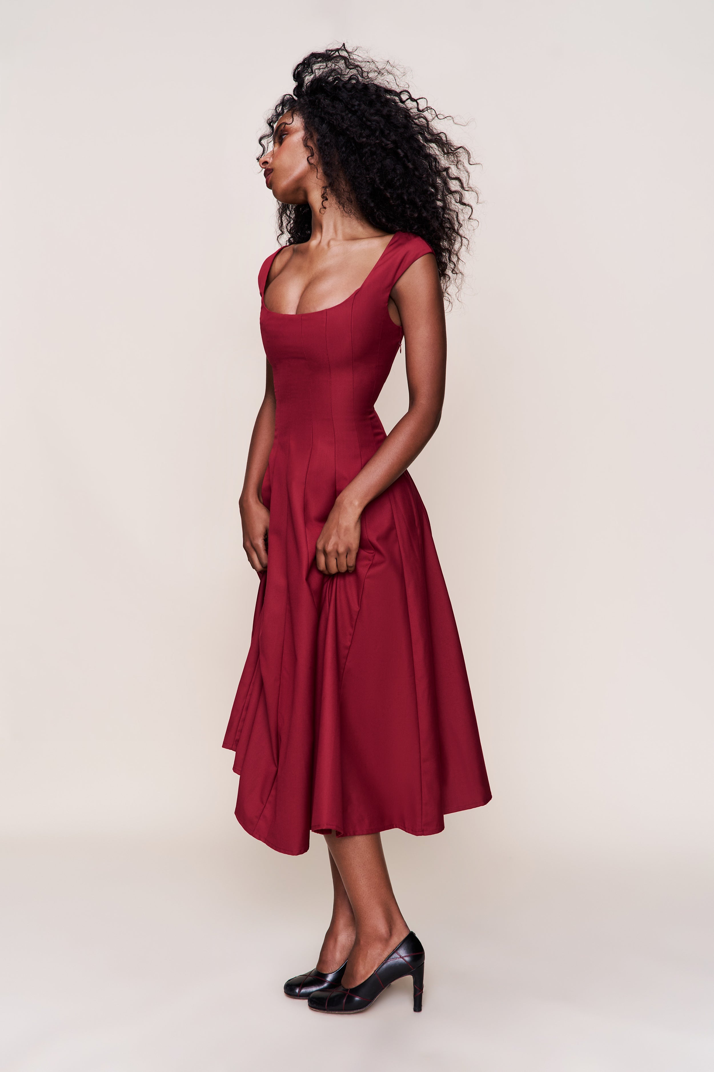Leila Dress in Bordeaux