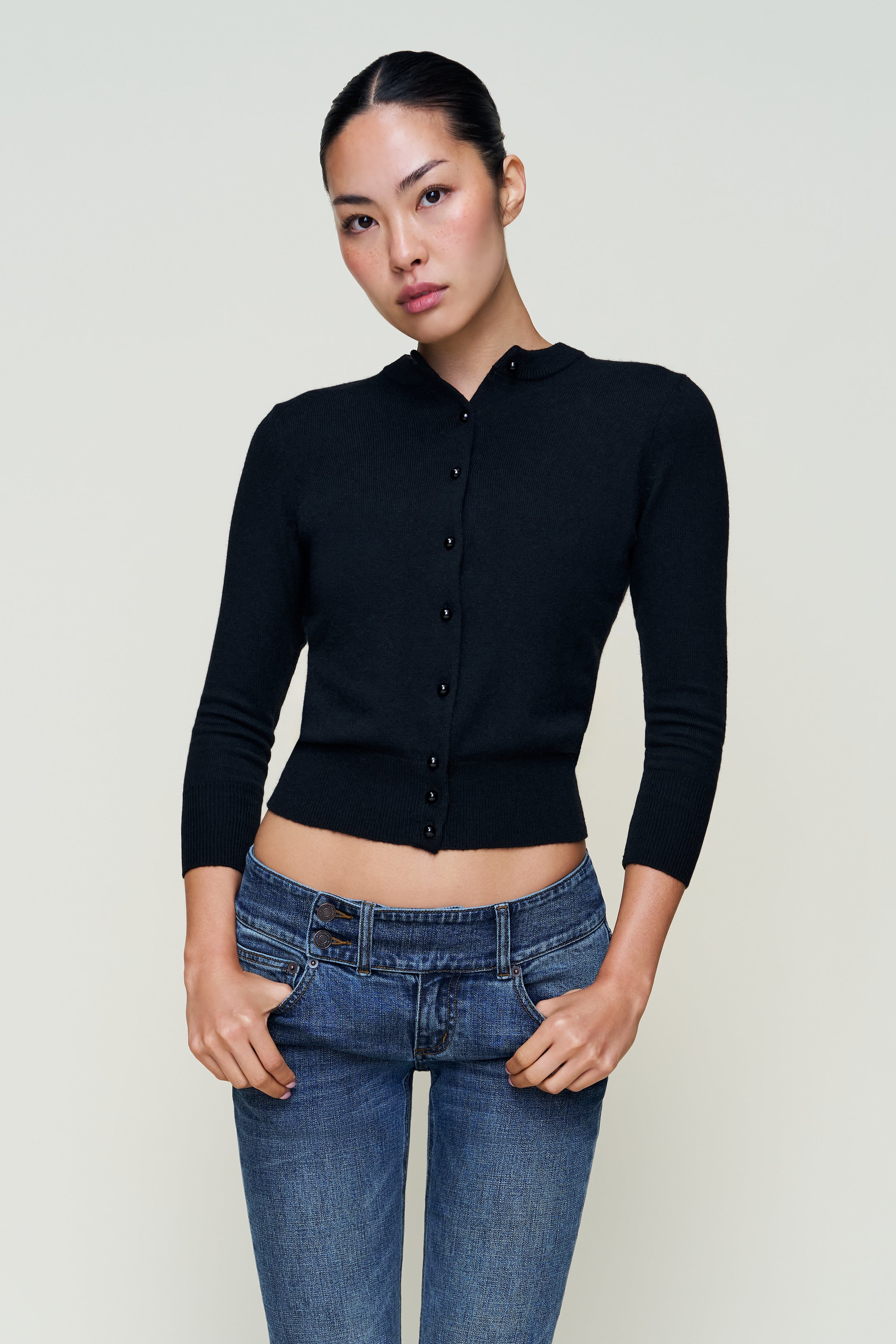 Emelie Wool Cardigan in Black