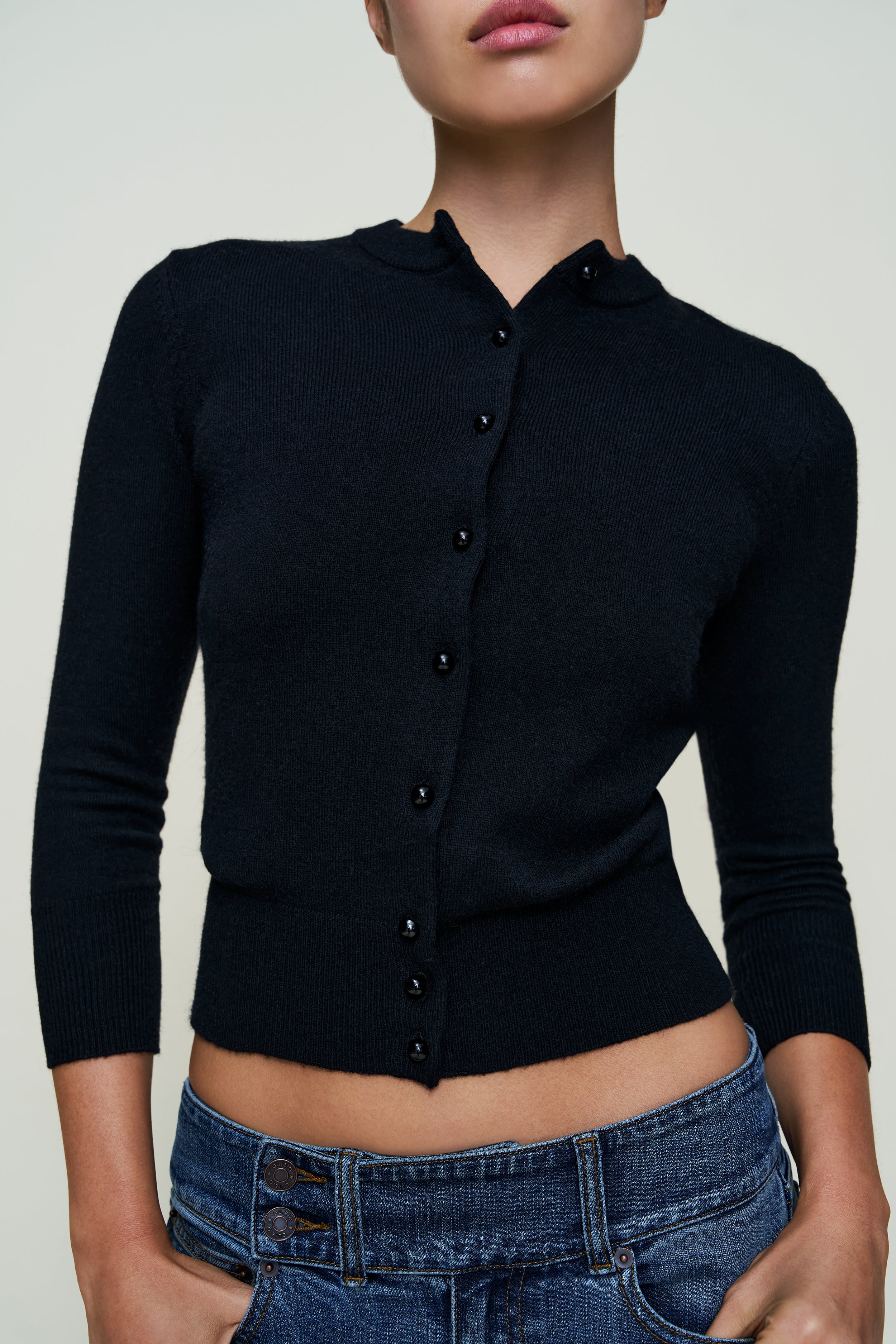 Emelie Wool Cardigan in Black