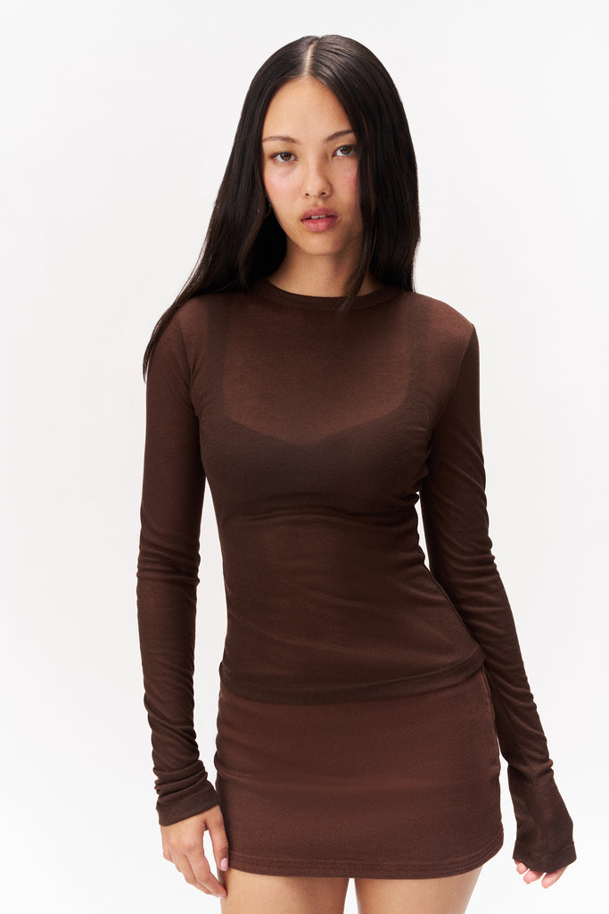 CREW LONG SLEEVE IN BROWN