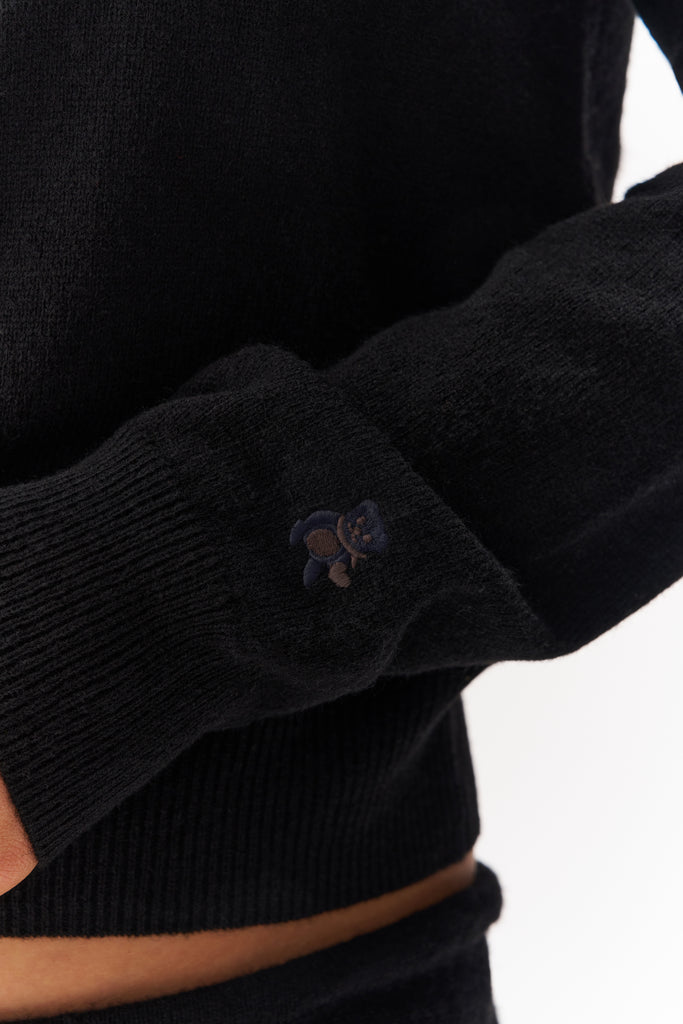 CATHERINE CASHMERE POLO SWEATER IN BLACK
