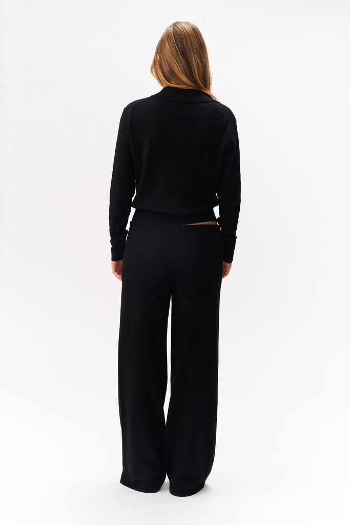 CATHERINE CASHMERE POLO SWEATER IN BLACK