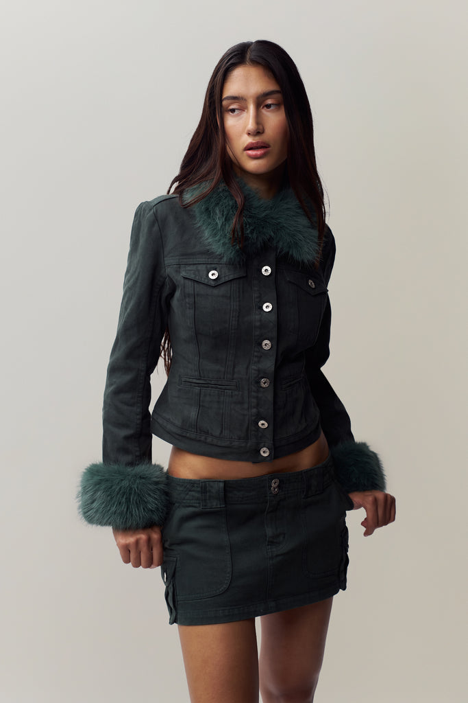 Anais Cargo Mini Skirt in Forest