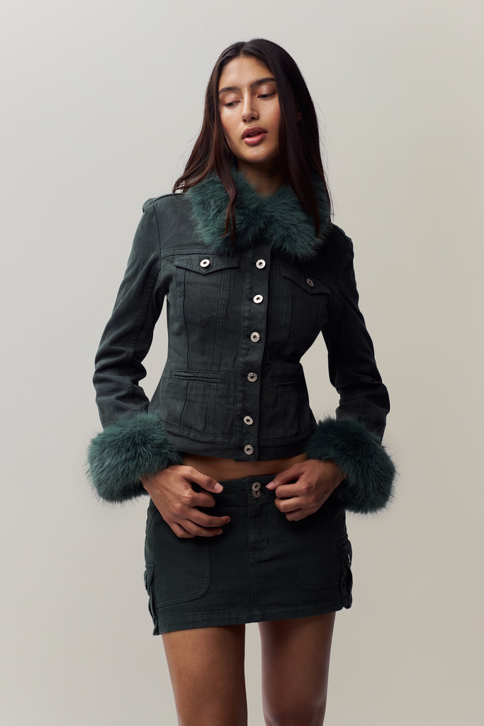 Anais Cargo Mini Skirt in Forest