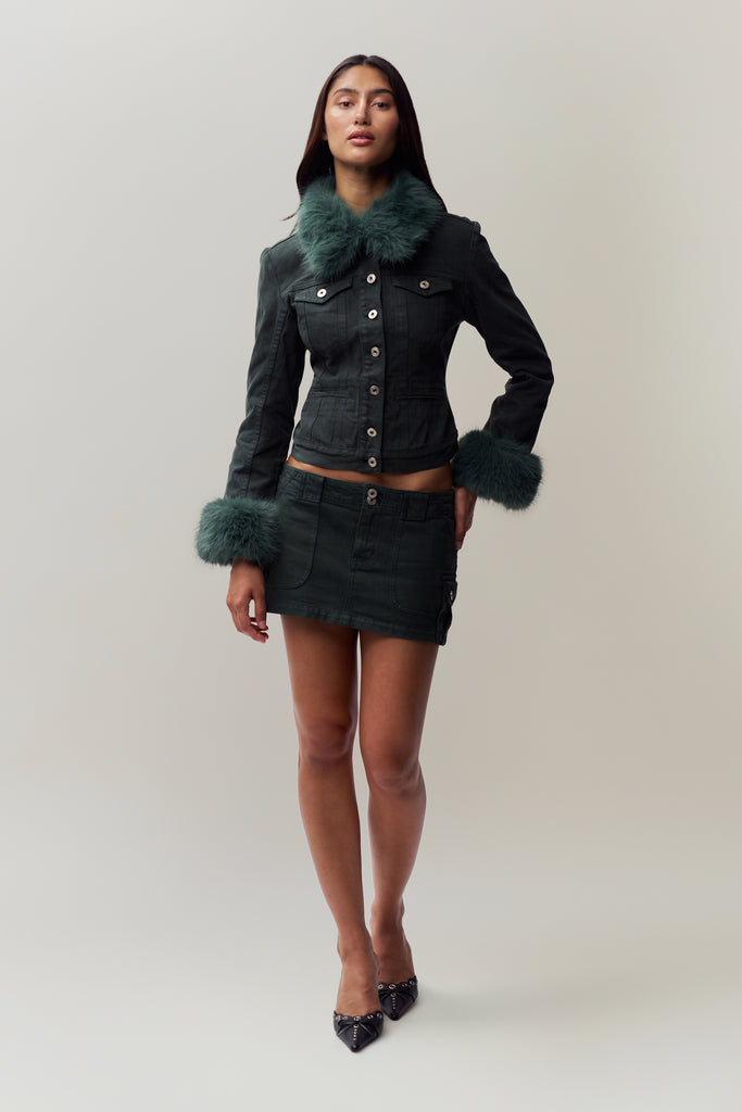 Anais Cargo Mini Skirt in Forest