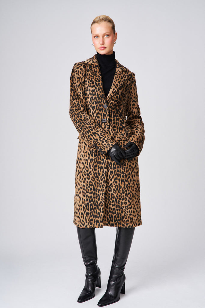 JACQUELINE MIDI COAT IN LEOPARD