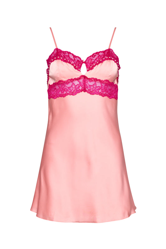 Babydoll Slip Dress in Baby Pink/Magenta