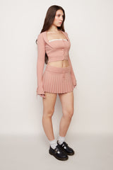 Cielo Pleated Knit Mini Skirt