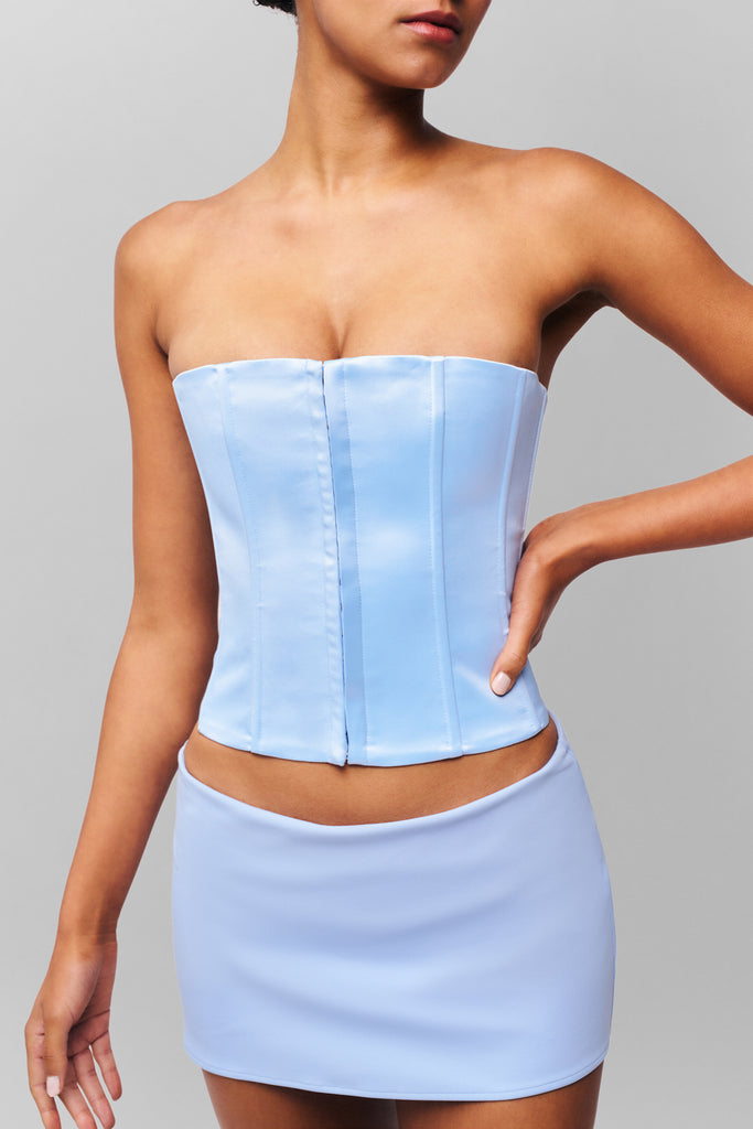 Satin Corset in Light Blue
