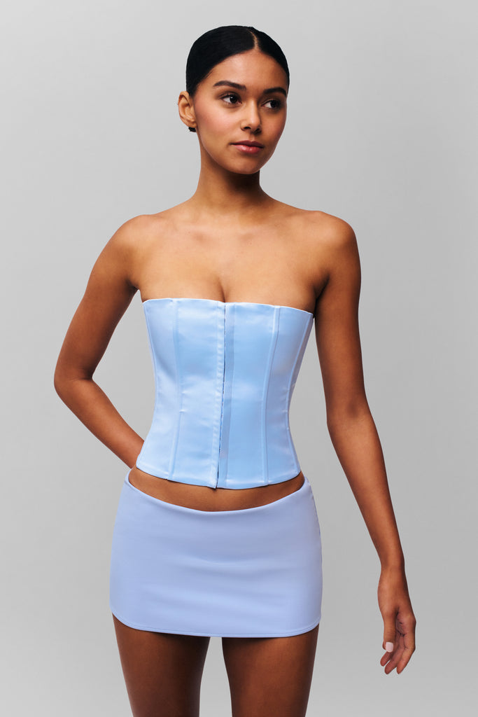 Satin Corset in Light Blue