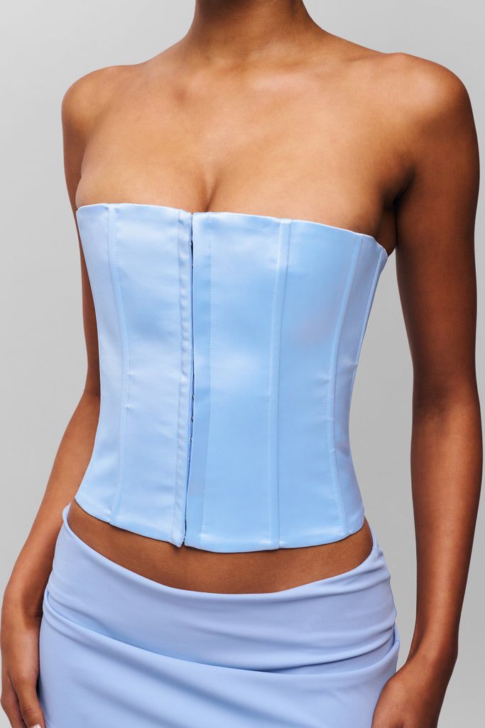 Satin Corset in Light Blue