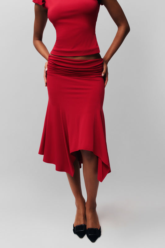 Soffiano Skirt in Red Love