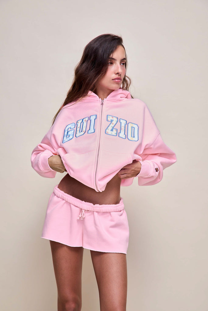 Guizio Zip Up Hoodie in Ballet Slipper