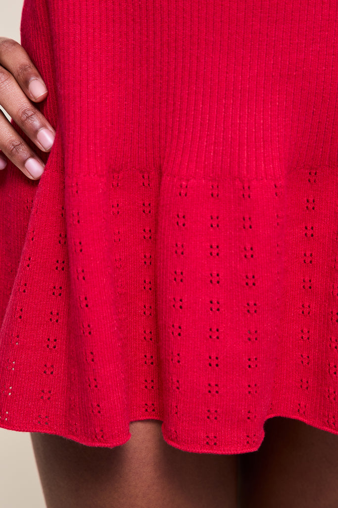 Eileen Pointelle Dress in Red Love