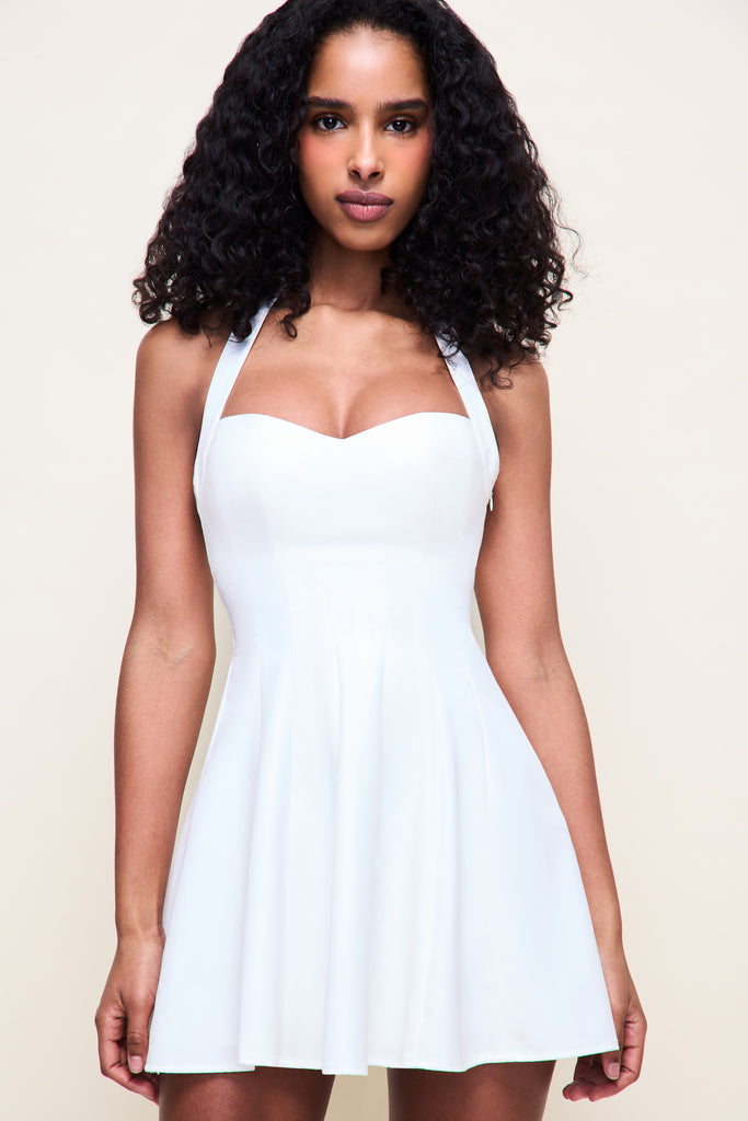 Juliette Twill Halter Dress in Ivory
