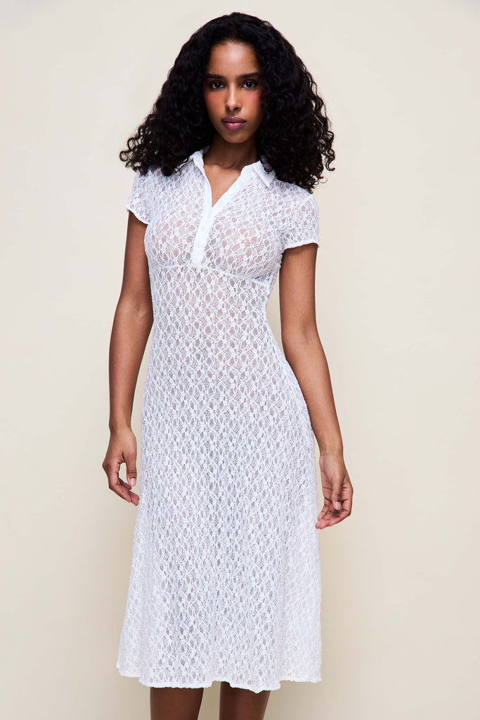 Mae Lace Dress in White 
