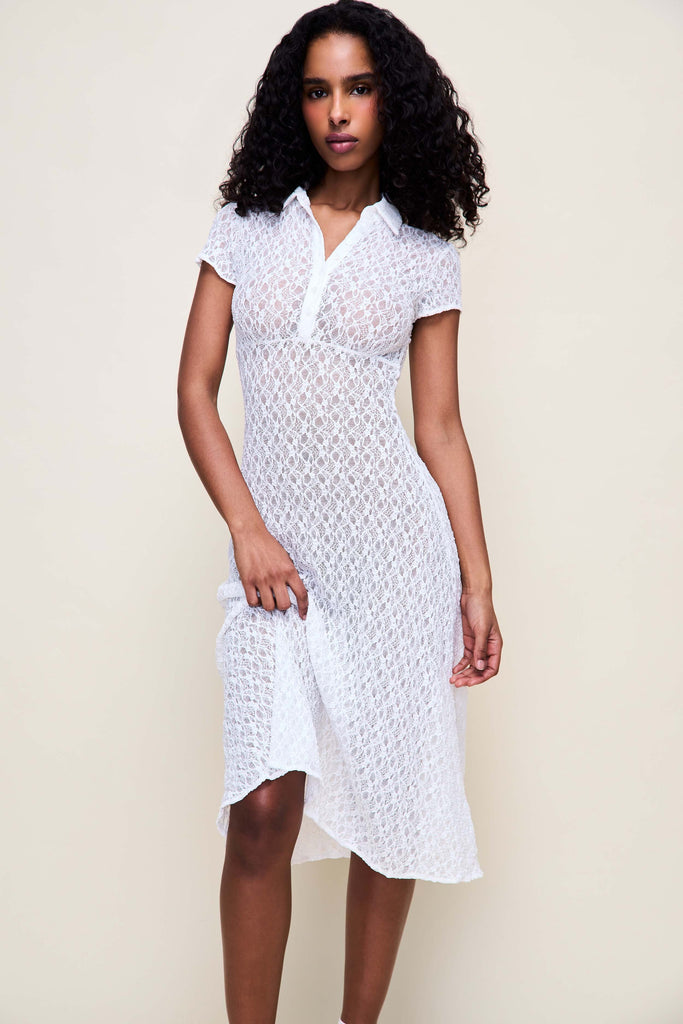 Mae Lace Dress in White 