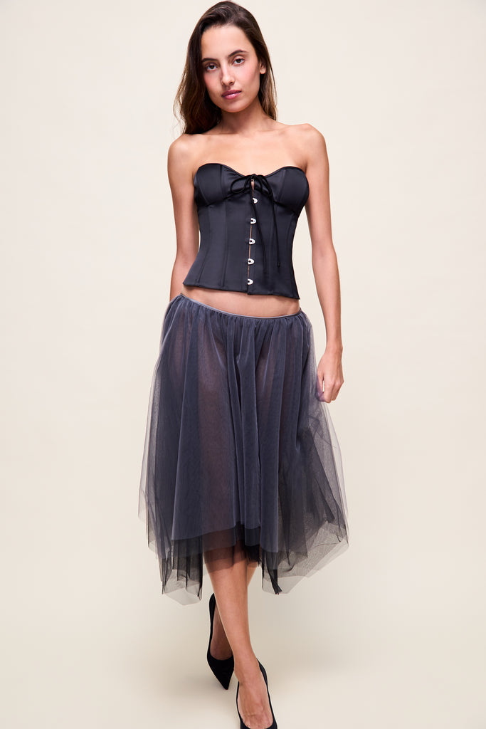 Loulou Tulle Skirt in Grey 