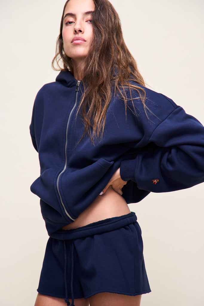 Zip Up Hoodie in Navy