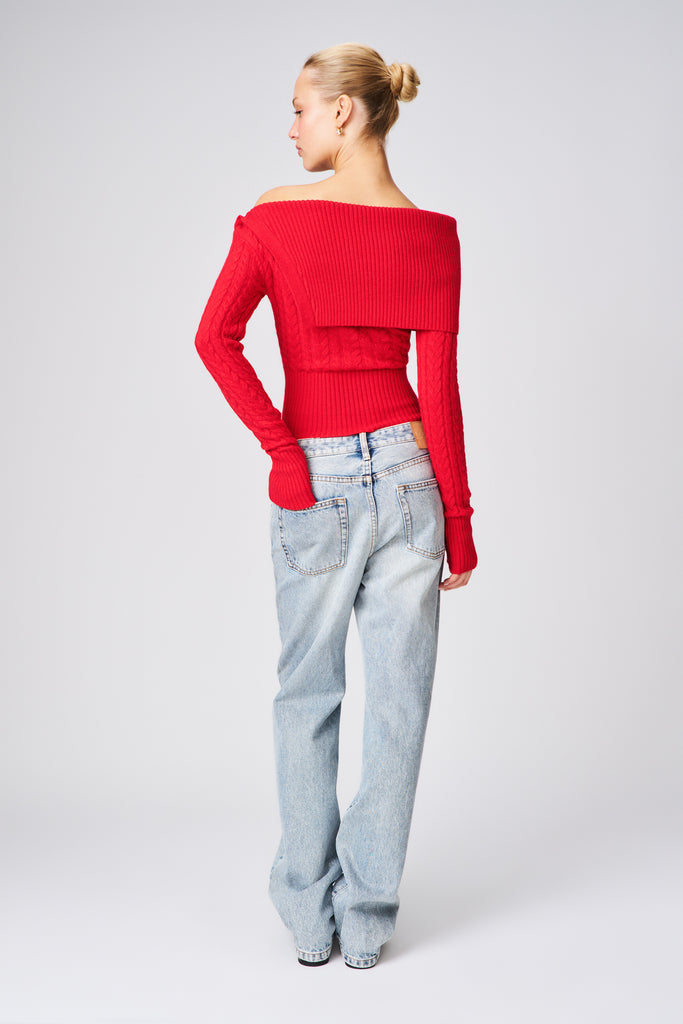 LURETTA SWEATER IN RED LOVE 