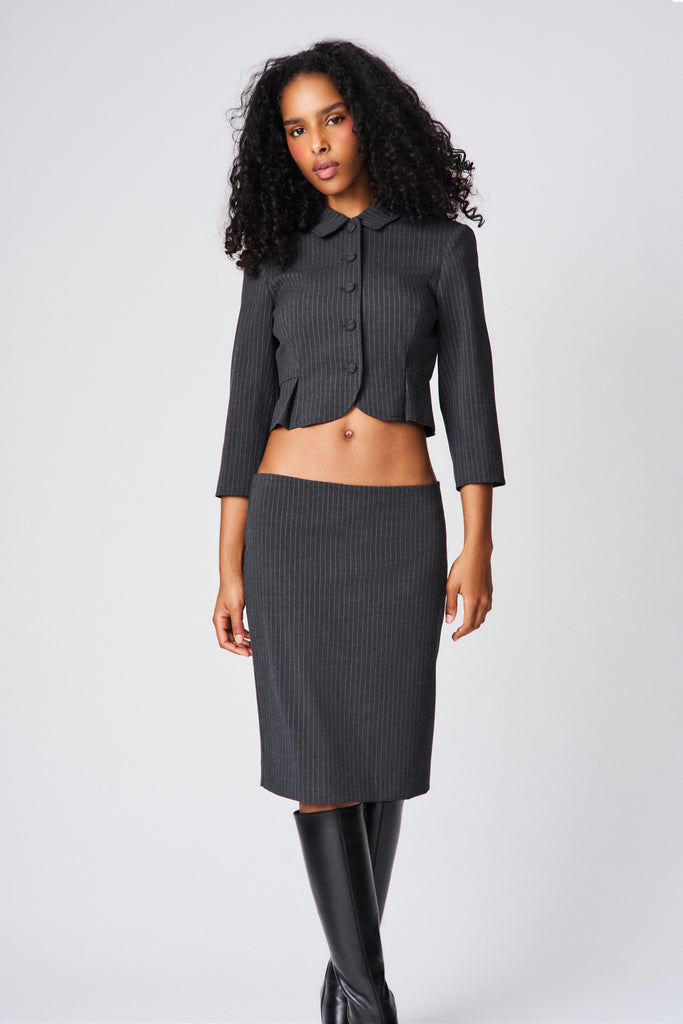 Maelie Jacket in Grey Pinstripe