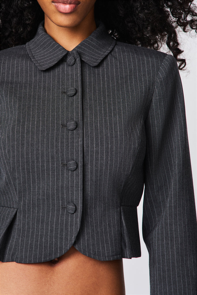 Maelie Jacket in Grey Pinstripe
