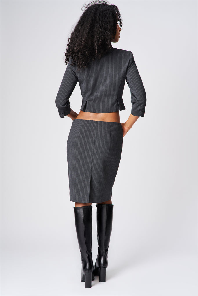 Maelie Jacket in Grey Pinstripe