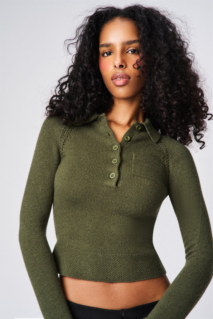 REECE FITTED POLO IN FOREST GREEN