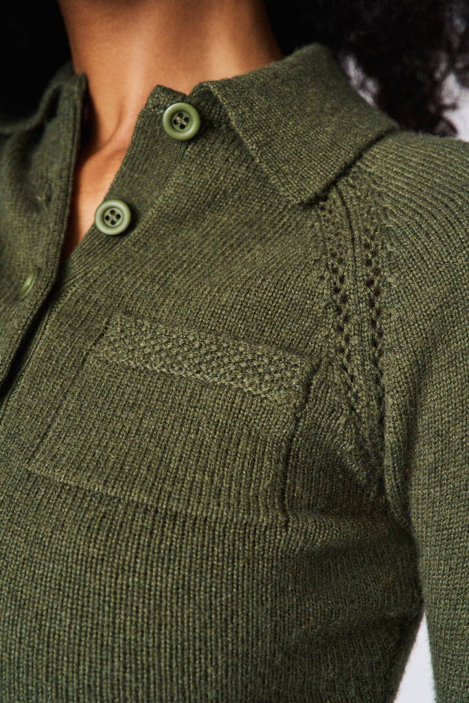 REECE FITTED POLO IN FOREST GREEN