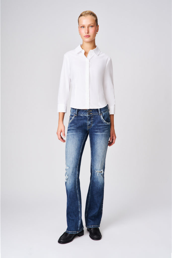 Amelie 3/4 Sleeve Shirt in White 