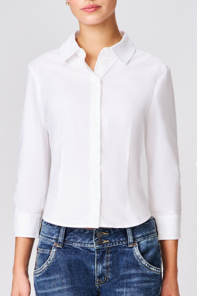 Amelie 3/4 Sleeve Shirt in White 