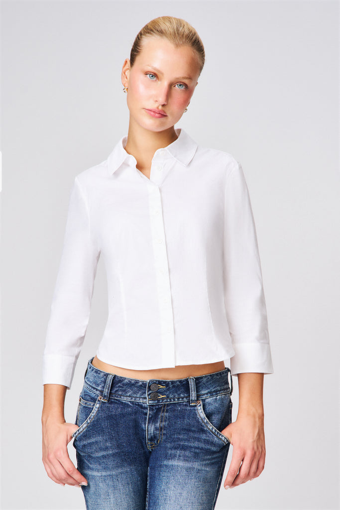 Amelie 3/4 Sleeve Shirt in White 