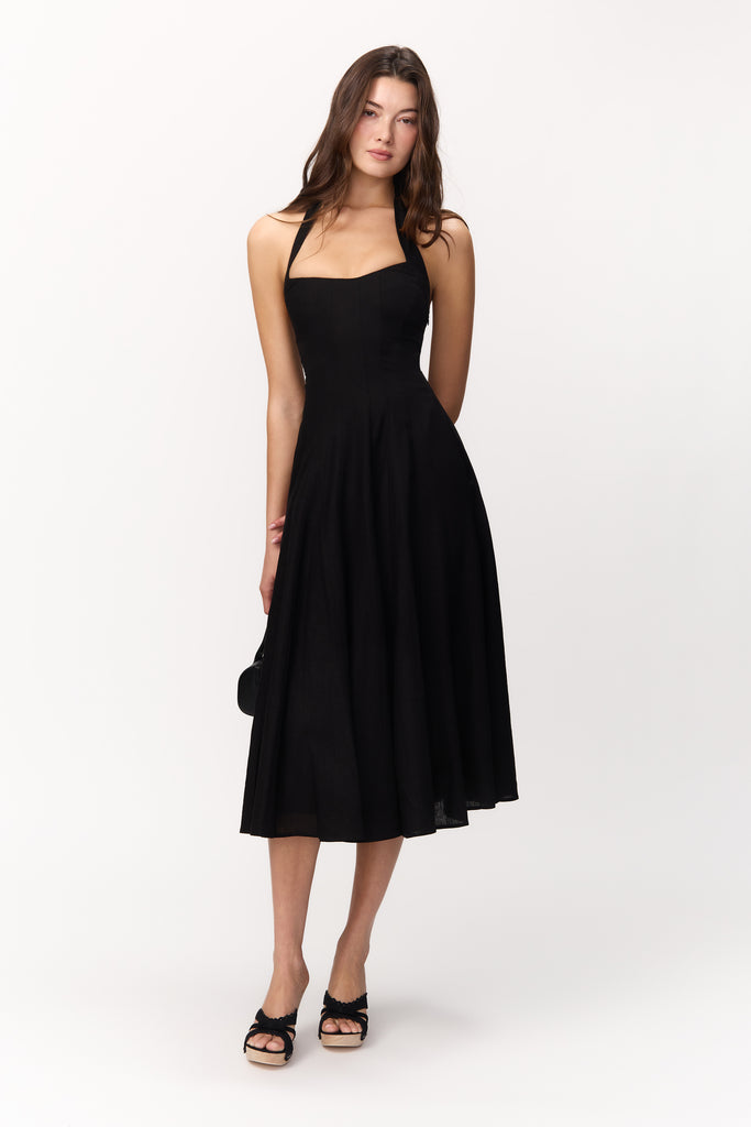 Leila Halter Dress in Black