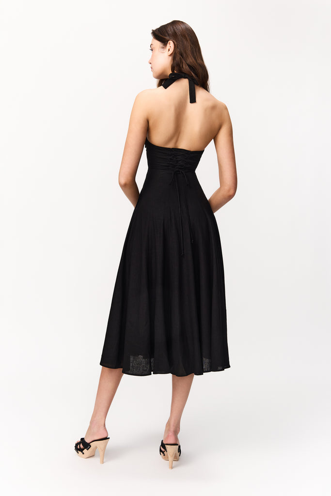Leila Halter Dress in Black