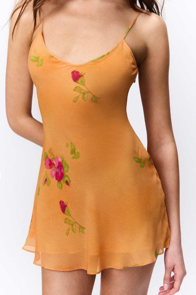 Danni Mini Dress in Floral Tangerine