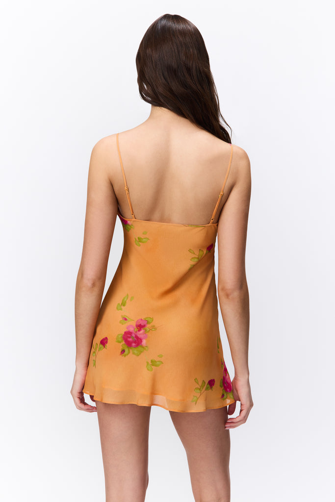 Danni Mini Dress in Floral Tangerine