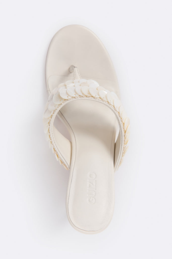 Celeste Paillette Thong Sandal in Ivory