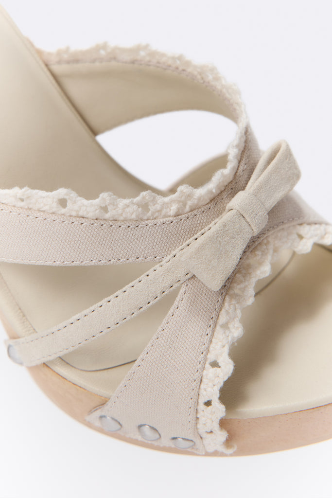 Holly Wooden Platform Sandal in Ivory