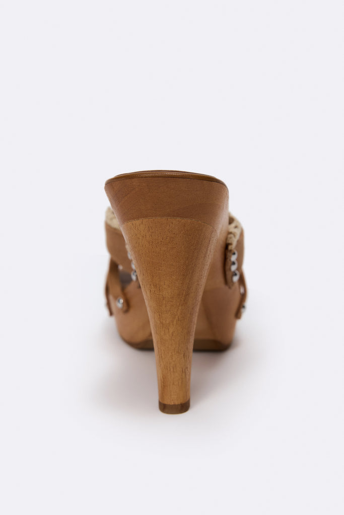 Holly Wooden Platform Sandal in Camel