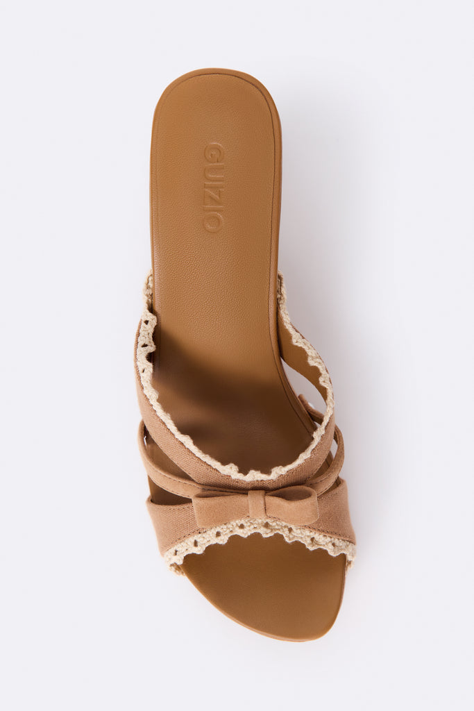 Holly Wooden Platform Sandal in Camel