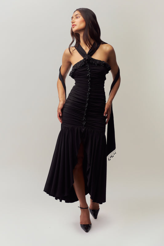 Empress Wrap Around Gown in Black