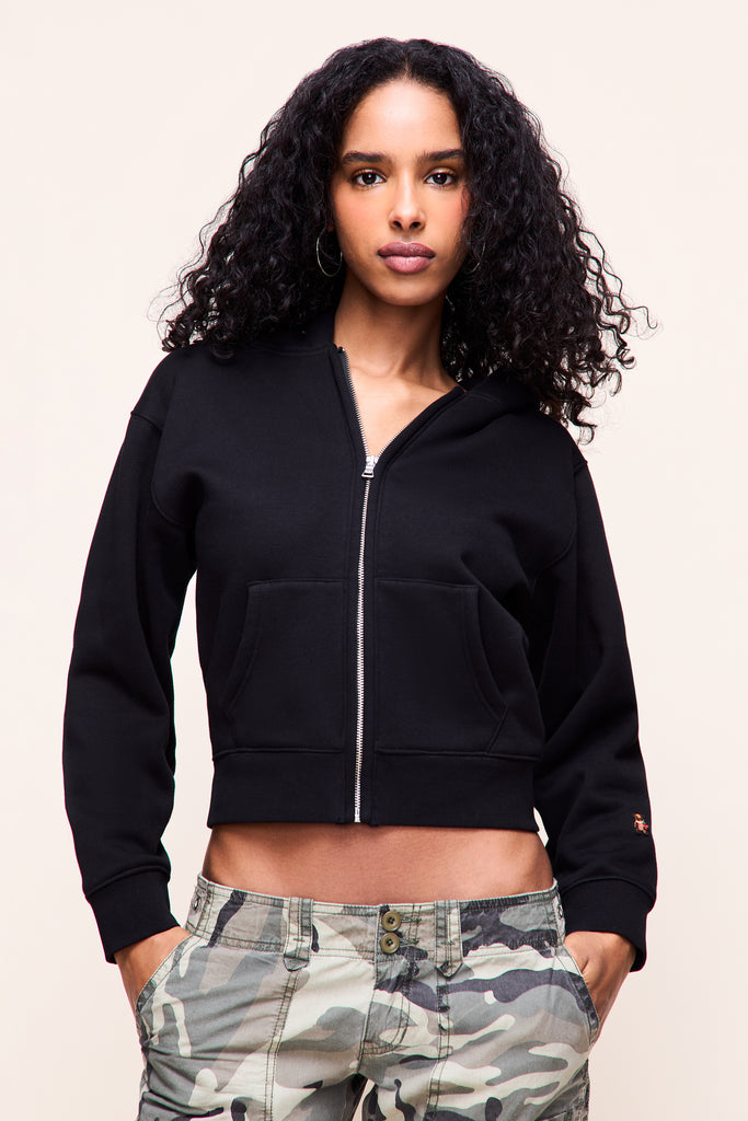 Cat Ear Shrunken Hoodie in Black 