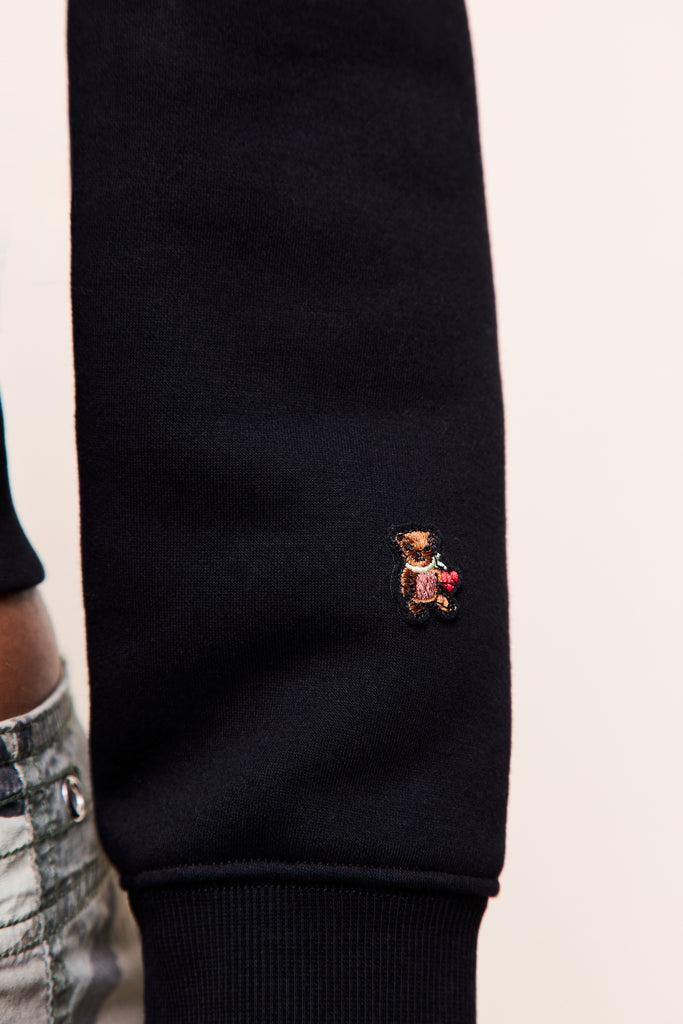 Cat Ear Shrunken Hoodie in Black 