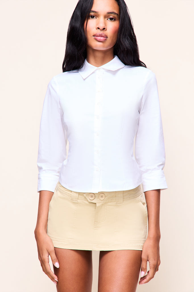 Amelie 3/4 Sleeve Shirt in White 